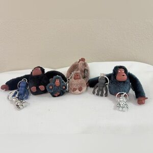 Kipling Plush Monkey Keychain Set - Black, Dark Teal, Brown, Navy